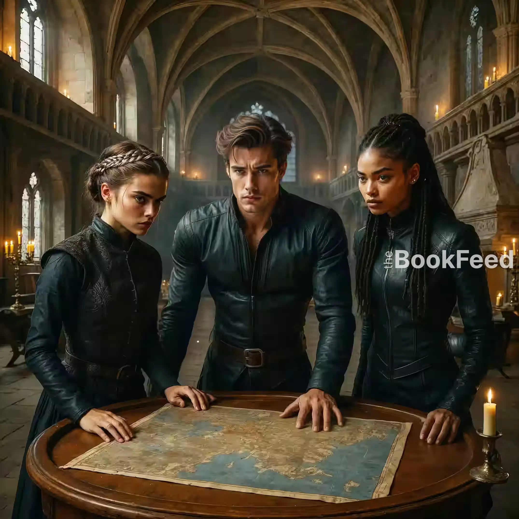 Cadets strategizing over a map table