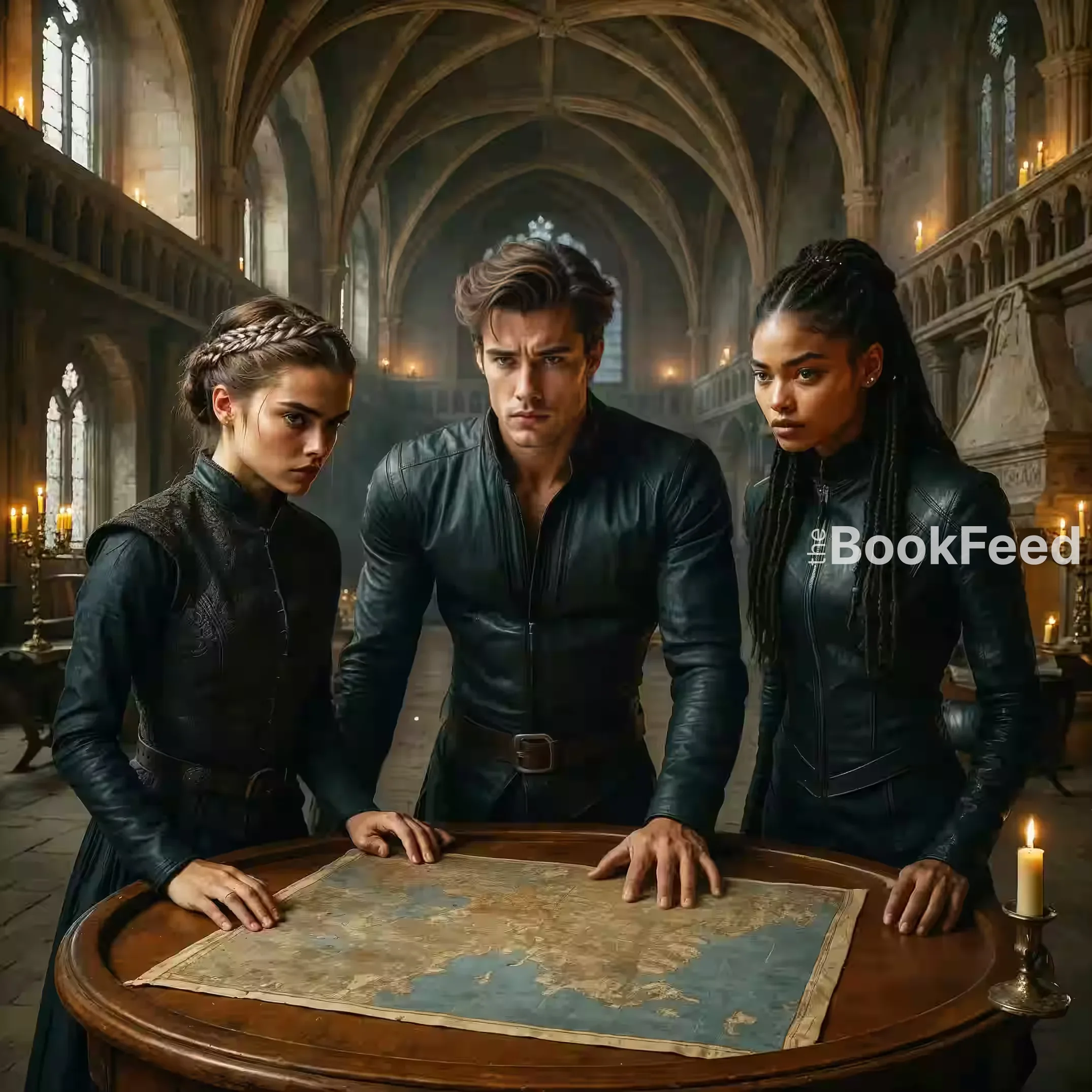 Cadets strategizing over a map table