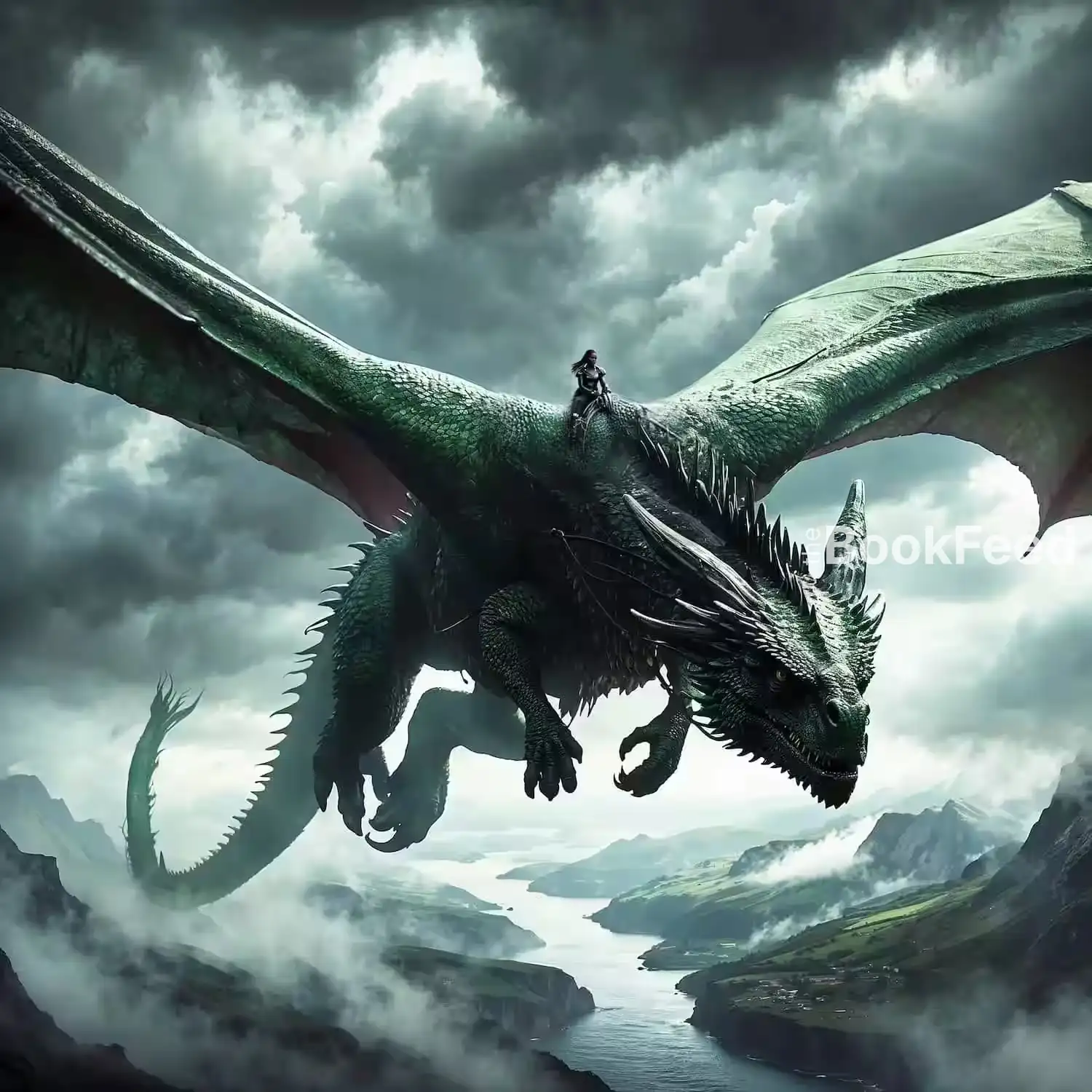 Rhiannon flying on Feirge