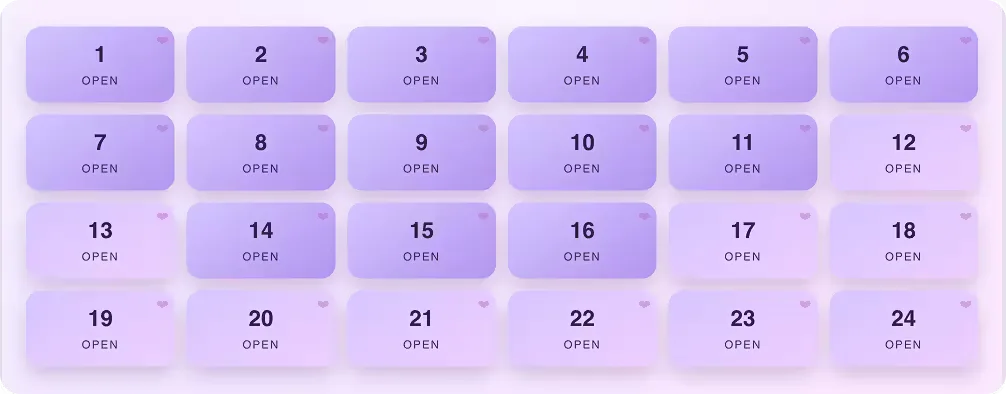 Romantasy Advent Calendar preview with 24 doors