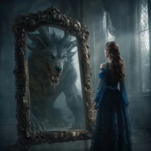 Feyre looking into the Ouroboros Mirror